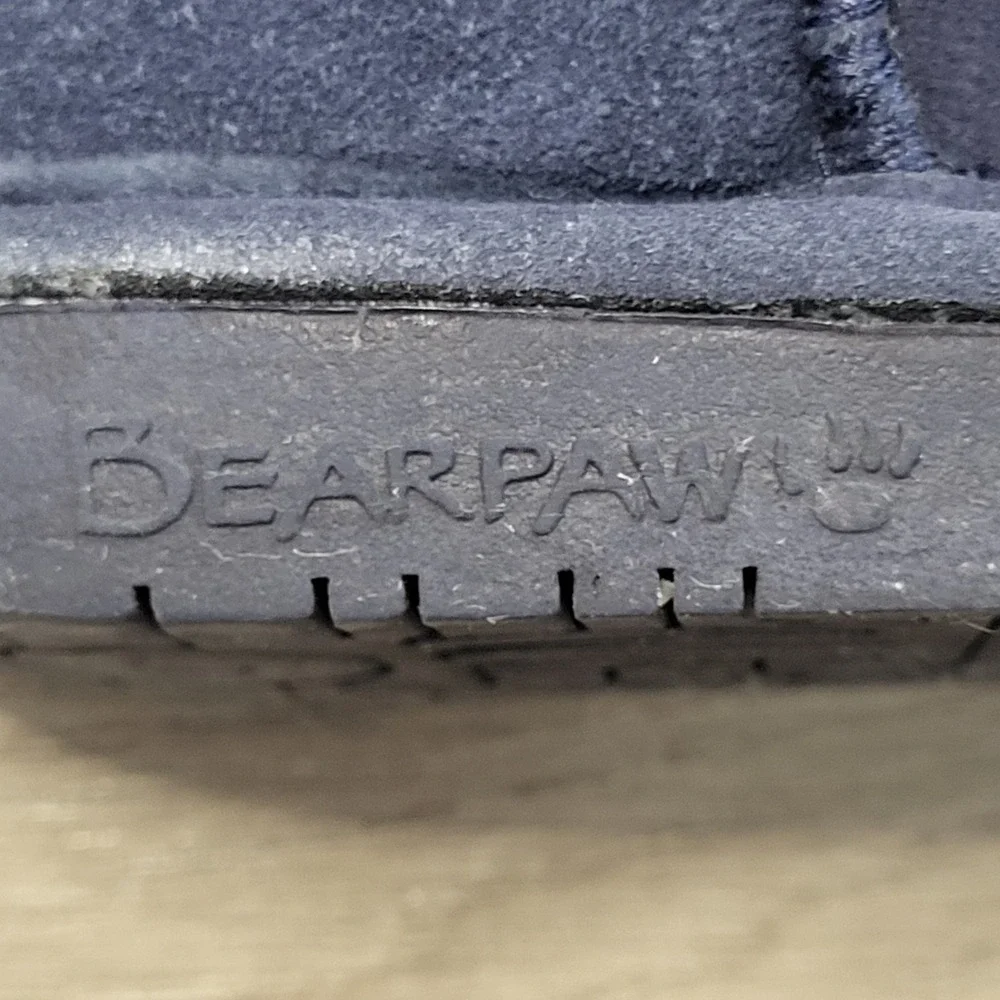 Bearpaw Tall Navy Blue Suede Sheepskin Fur Lined Winter Boots Womens‎ size 7